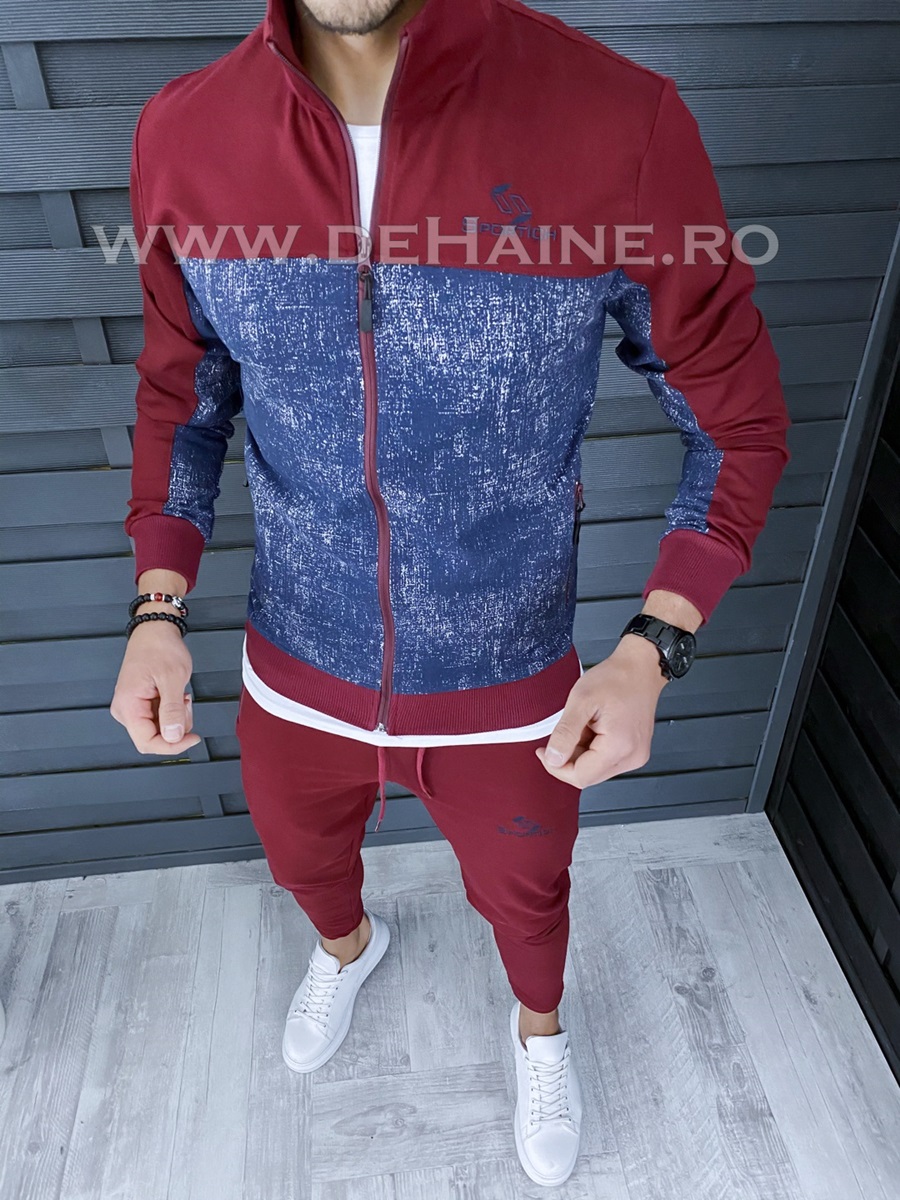 Trening barbati pantaloni + hanorac grena a9572 2-5